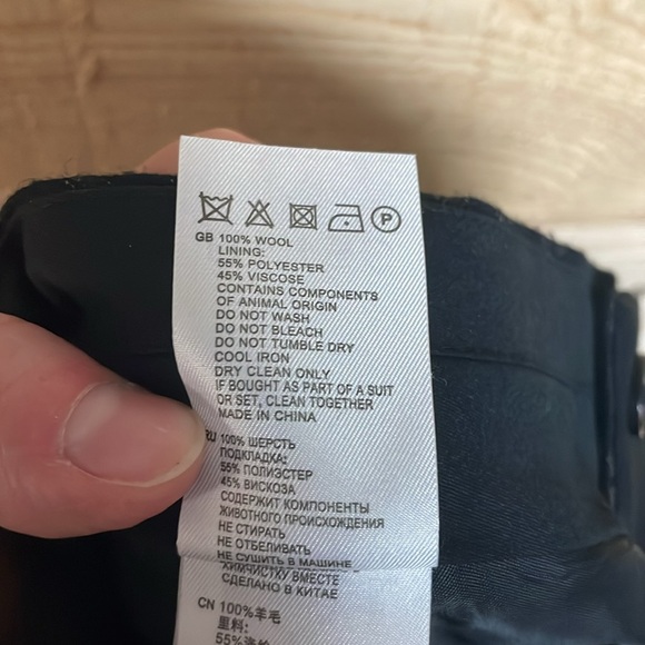 Reiss size 32x30 Black and Brown Plaid 100% Wool Dress Pants with Pockets - Picture 12 of 12